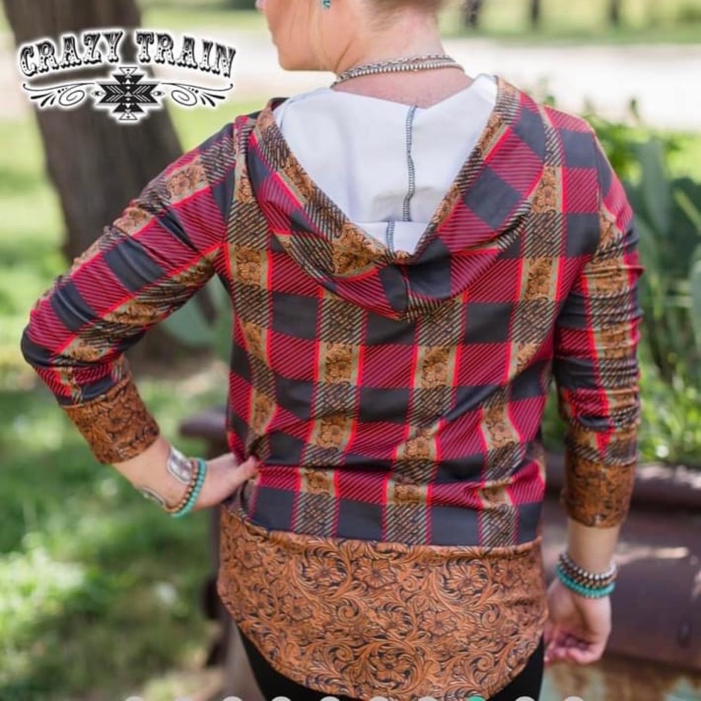 Cow Town Plaid Hoodie by Crazy Train